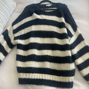 Molly Bracken Navy Blue and White Knit Sweater
